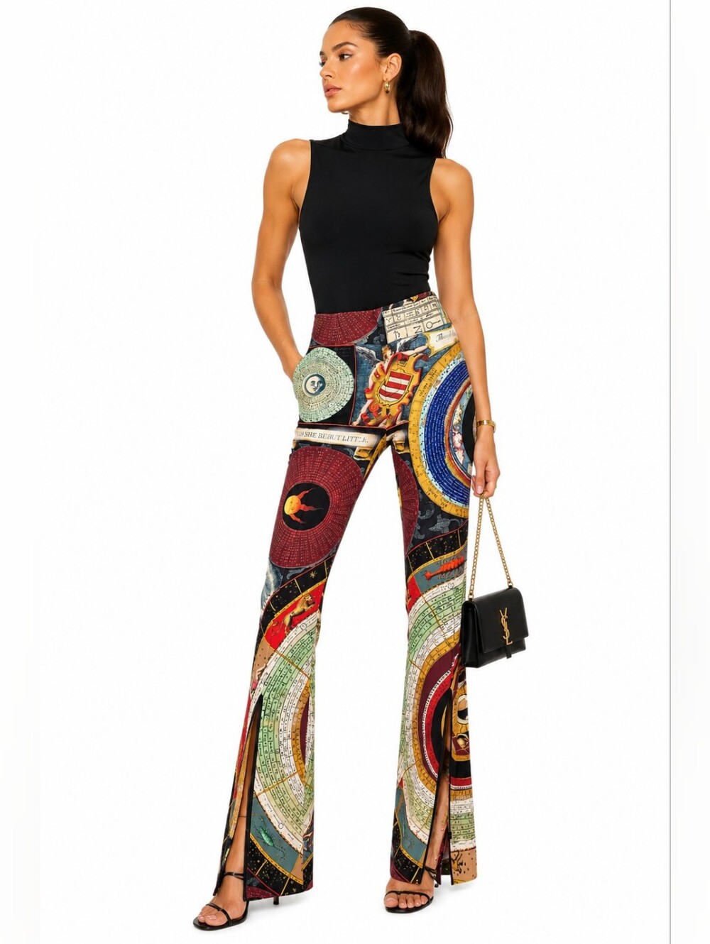 NWT Alice + Olivia Teeny Bootcut Pants Hands of Time Print Bootcut Size 10